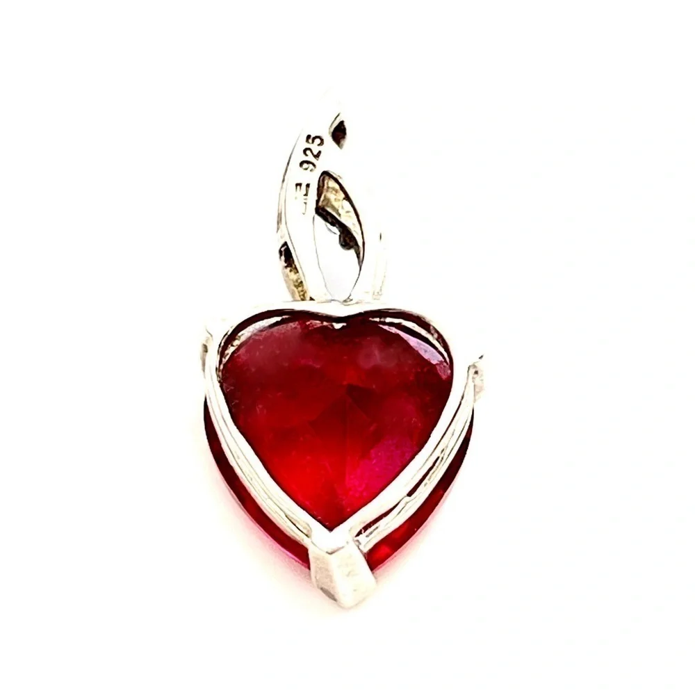 Ruby & Diamond Crystal Heart Pendant!